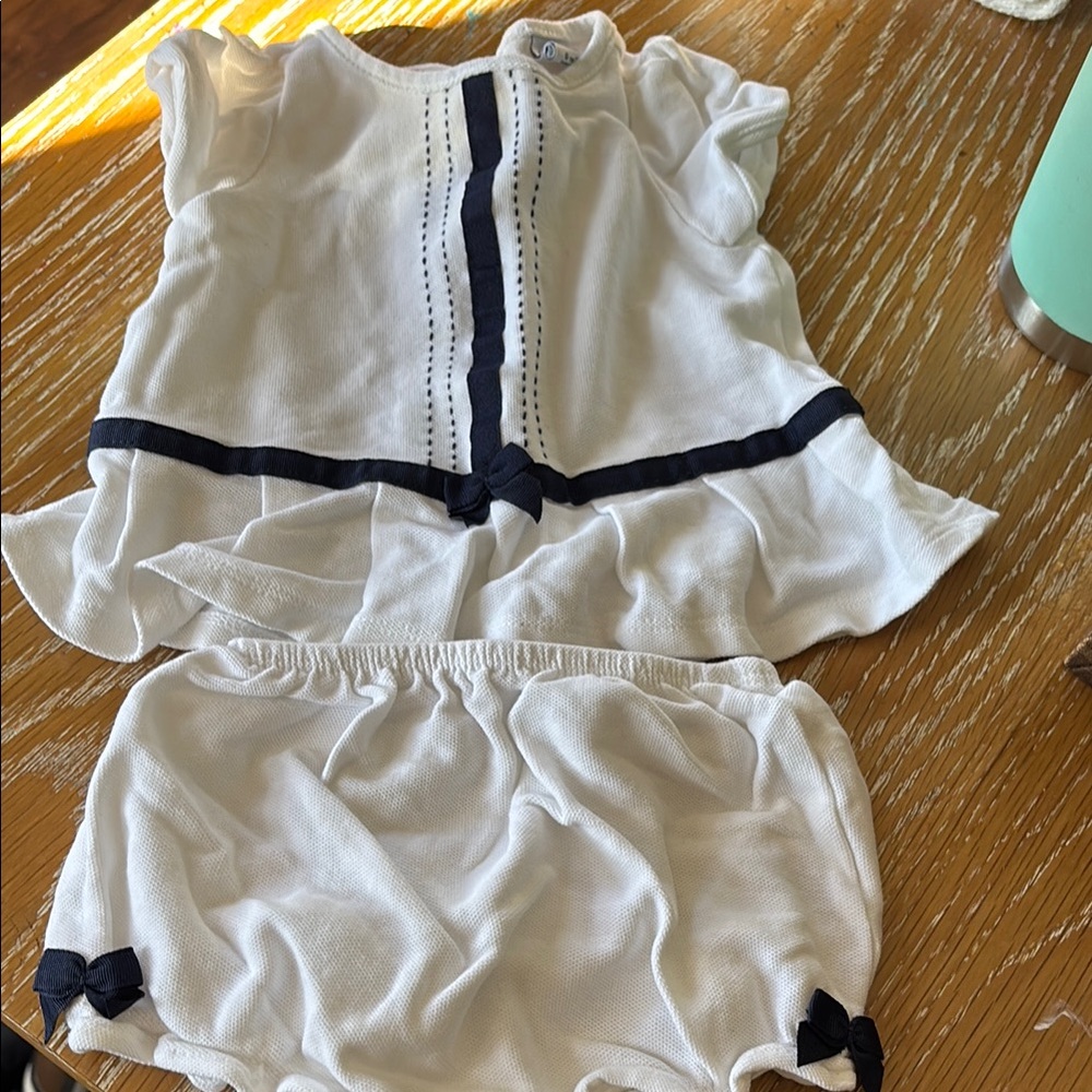 Baby Girl White and Navy Outfit